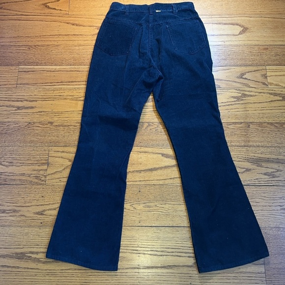 Big Yank Blue Velvet Vintage 1970s Low Rise Flared Leg Pants P - Picture 4 of 4